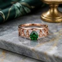 Empress Crown Pear-Cut Emerald Tiara Ring