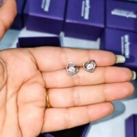 Sweetheart Sparkle - Sterling Silver Heart Stud Earrings
