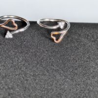 925 Sterling Silver Adjustable Heart Toe Ring (Pair)