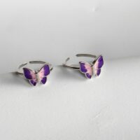 925 Sterling Silver Adjustable Butterfly Toe Ring (Pair)
