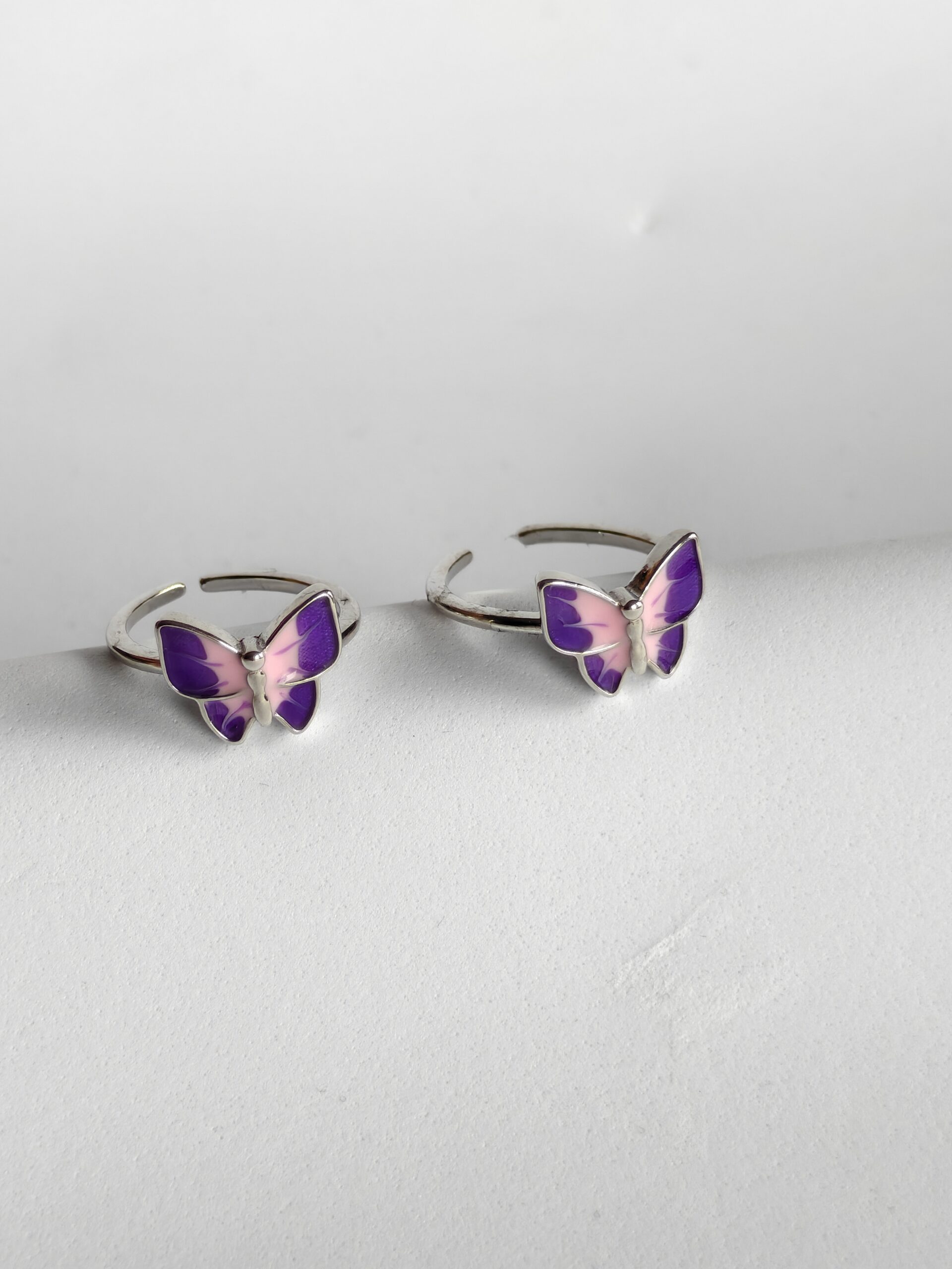 925 Sterling Silver Adjustable Butterfly Toe Ring (Pair)