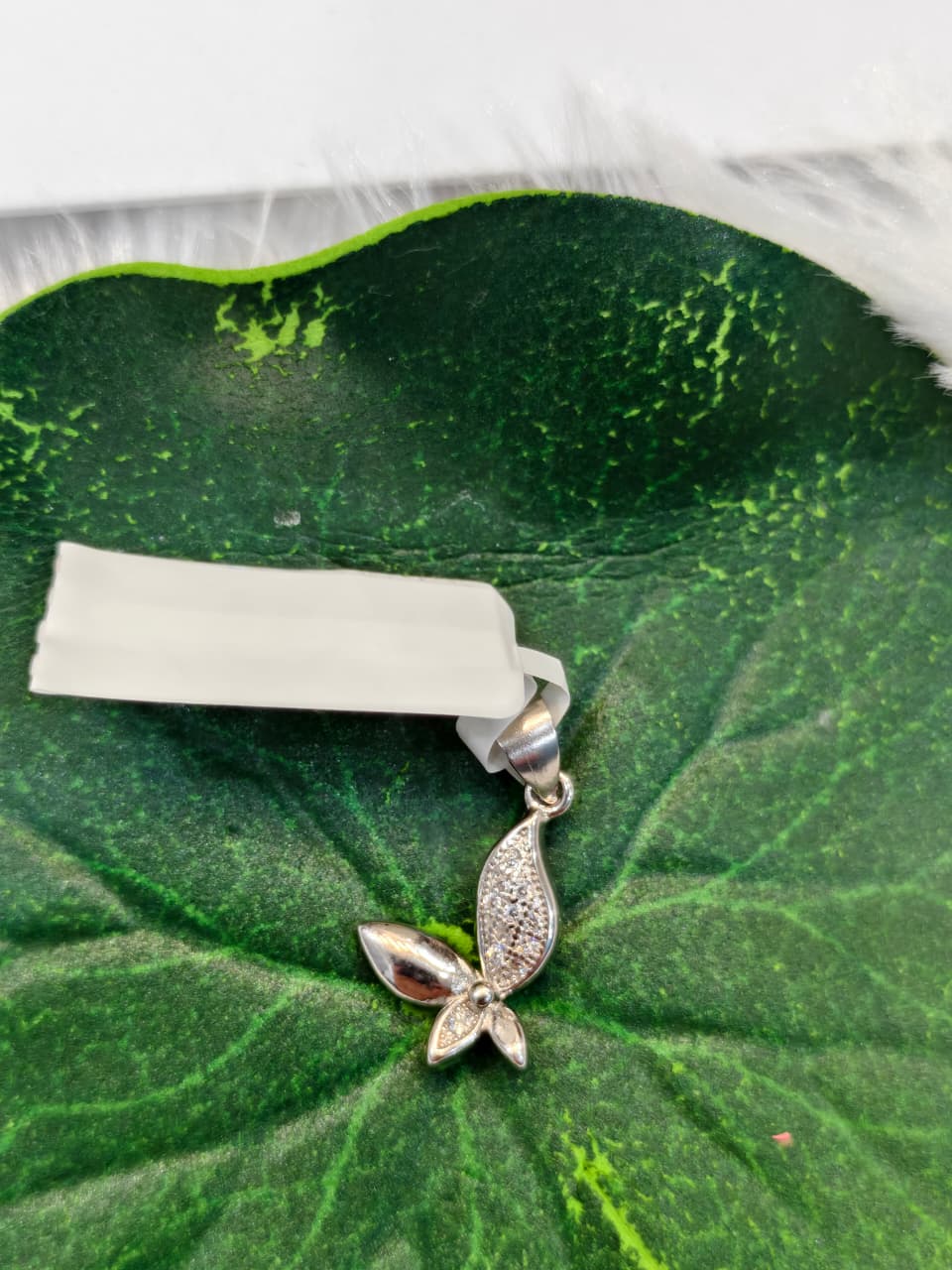 Sterling Silver Butterfly on Leaf Pendant