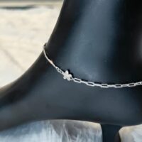Silver Floral Motif Anklet