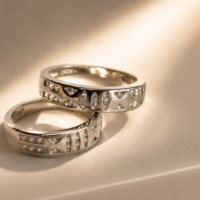 Aura of Eternity - Carved Silver Couple Rings (Set of 2)