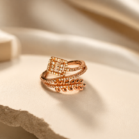 Crystal Lattice - Rose Gold Multi-Row Statement Ring